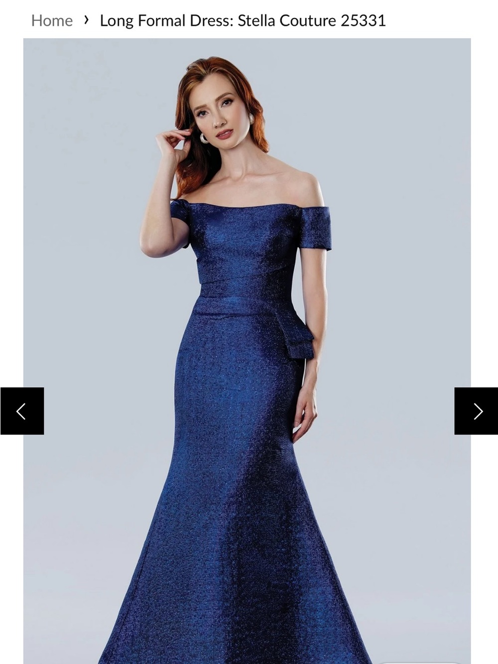 639. Stella Couture Elegant Off-Shoulder Royal Blue Gown